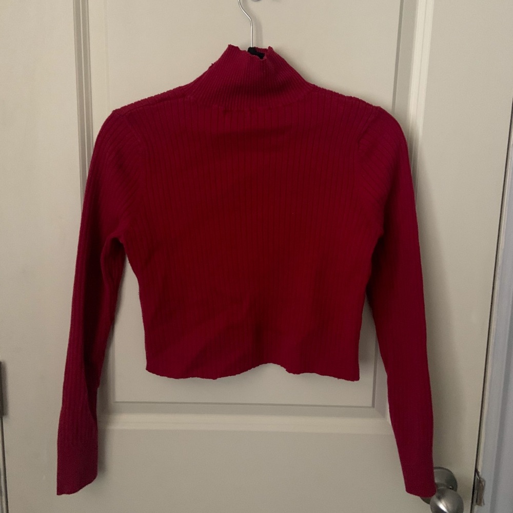 red turtleneck sweater